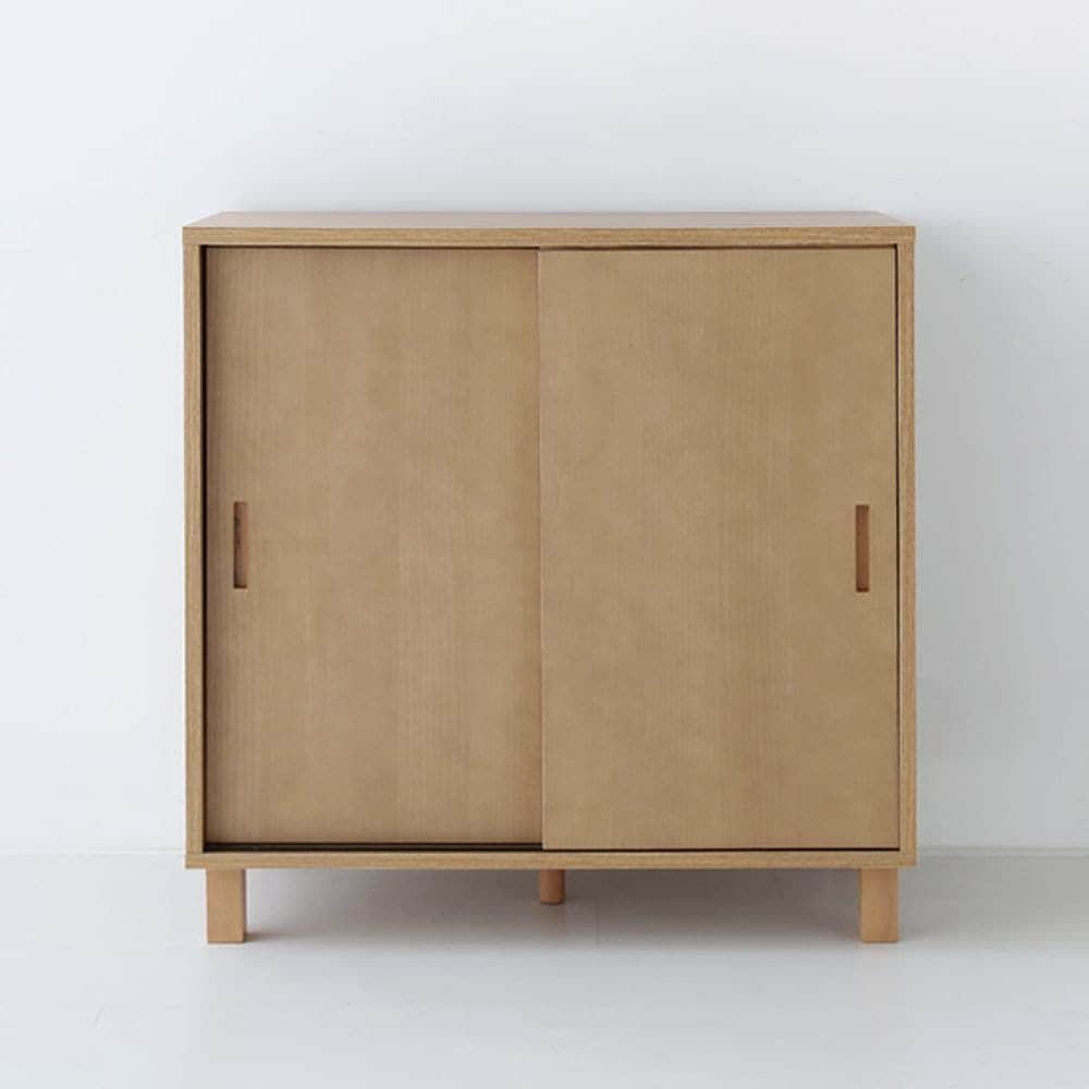 MARKET B SHOLID 2引き戸 収納棚［2色］ ブラウン ライト ミディアム