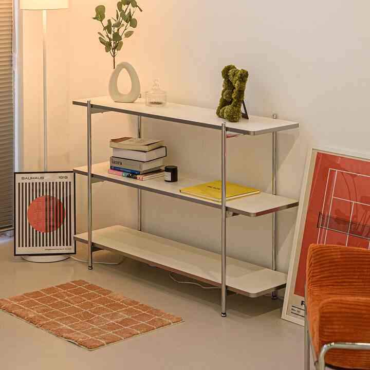 Gott Midcentury スクエア 収納ラック 3段 ホワイト 1200