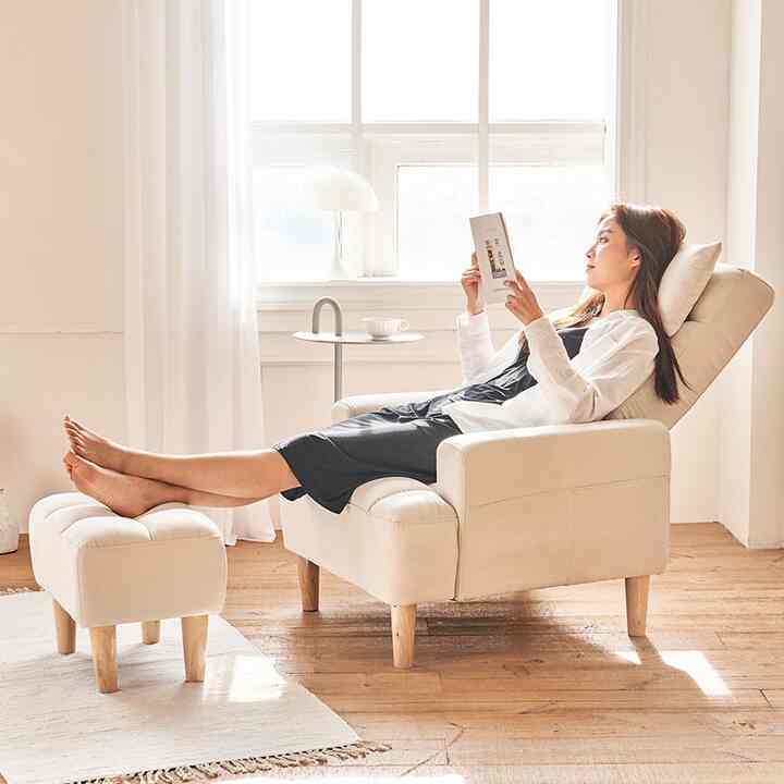 LAA 1人掛け リクライニングソファ＆スツールセット［2色］