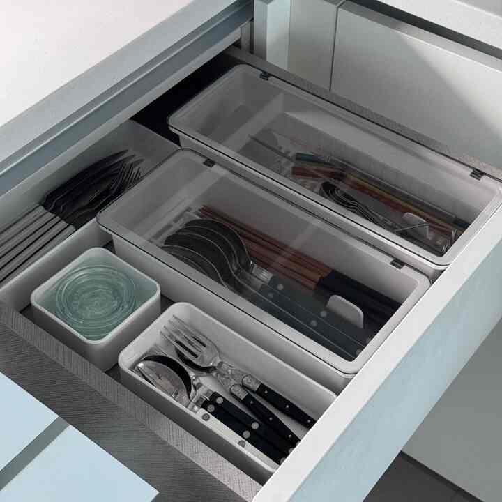 ホワイト スクエア カトラリー収納ケース［2サイズ］