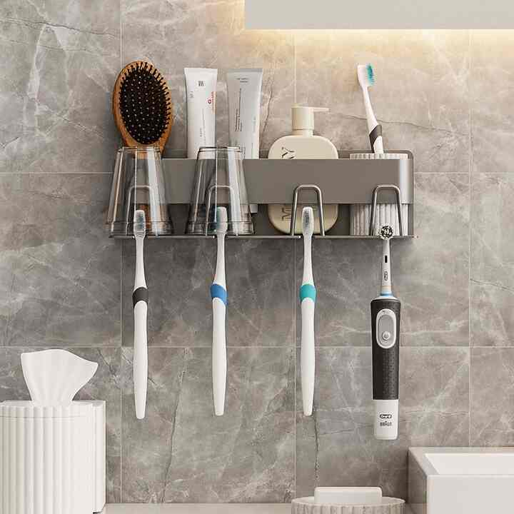 粘着式 収納型 歯ブラシホルダー［2色・3サイズ］
