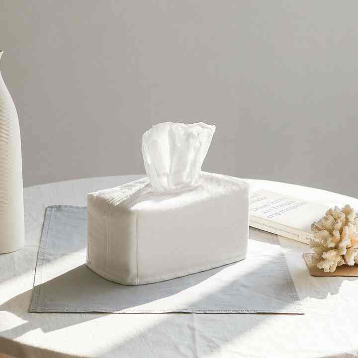 生成りコットン ティッシュケース 長方形［2色］