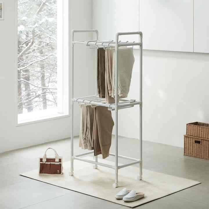 カート型 移動式 ズボンハンガーラック 2段