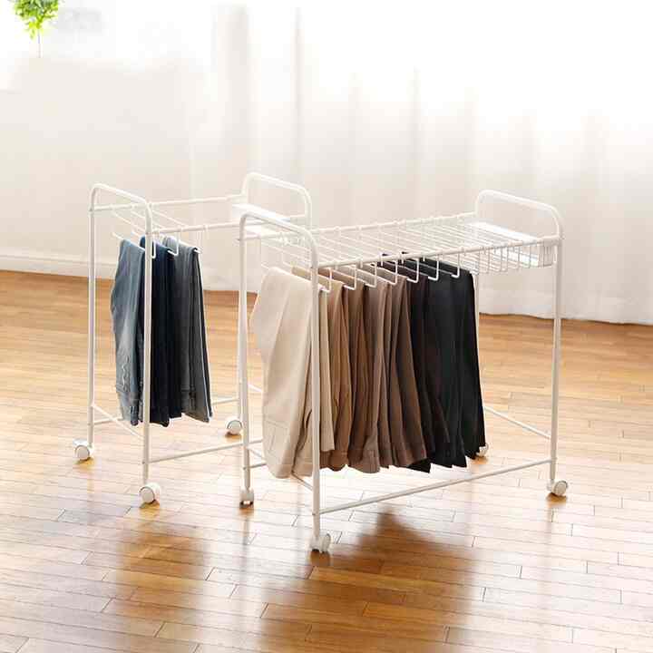 カート型 ズボンハンガーラック ホワイト［2サイズ］