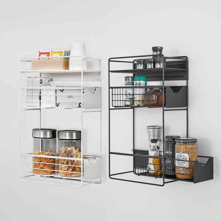 スリム 冷蔵庫 マグネットラック 3段［2色］