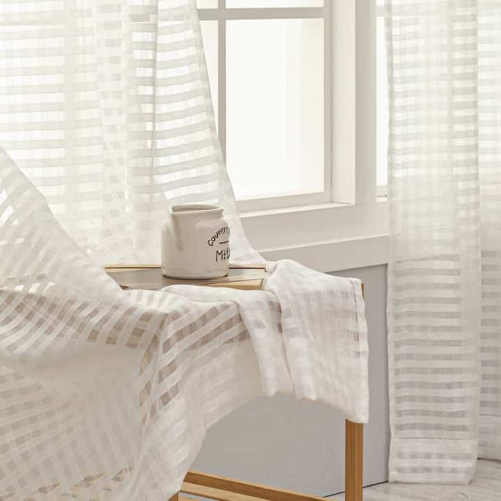 チェックレースカーテン アイレットタイプ ［2サイズ］