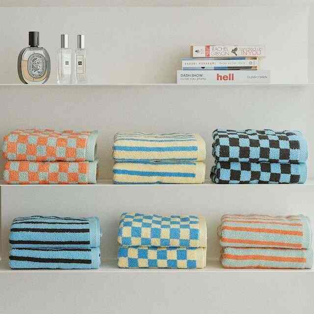 BLENDED YARN TOWEL チェッカーボード/ストライプ 10枚セット［2種・5色］