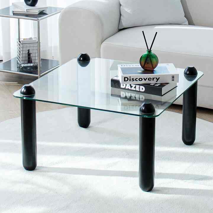 MONO スクエア ガラス ローテーブル［2色］