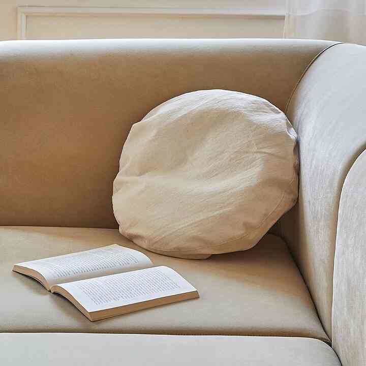 丸型 生成りコットン クッションカバー［2色・2種］