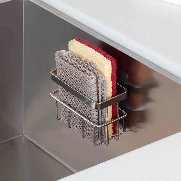 スマート粘着式 ステンレス スポンジスタンド