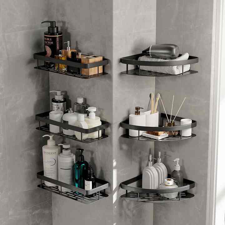 粘着式 バスルームラック［2色・2種］