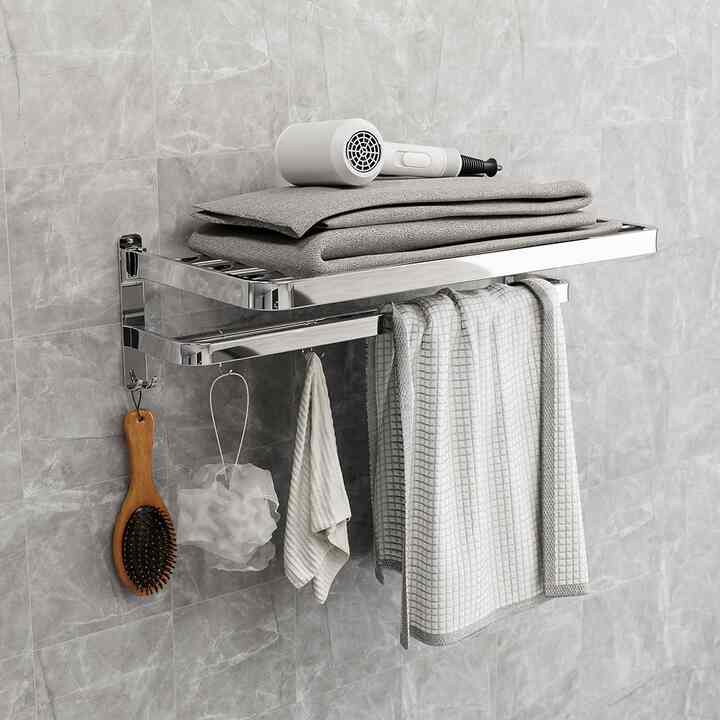 穴あけ不要 タオルかけラック［2色・2サイズ］