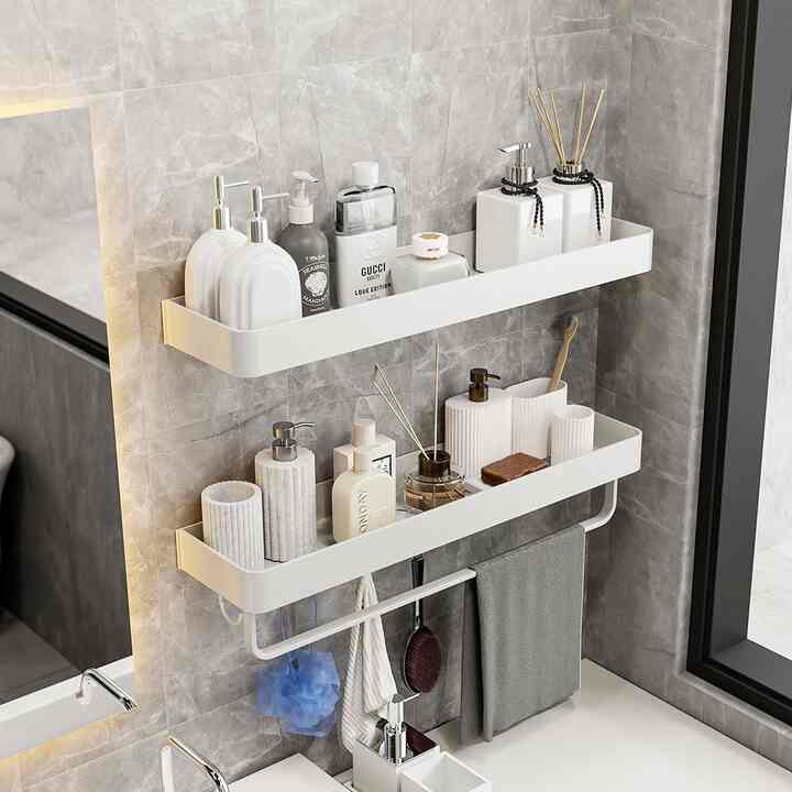 貼付け式 多用途ラック［2色・2種・2サイズ］