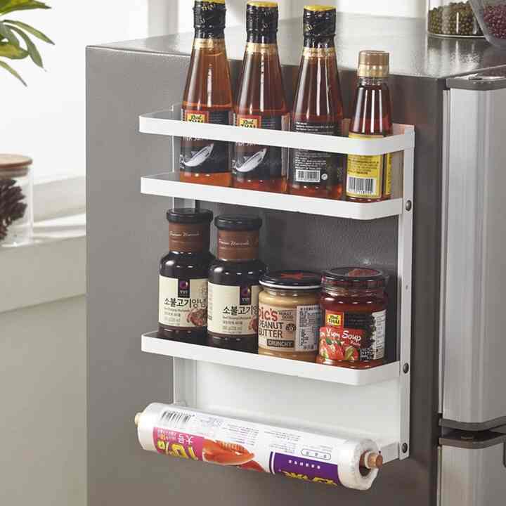 マグネット キッチンタオルハンガーラック 2段［2色］