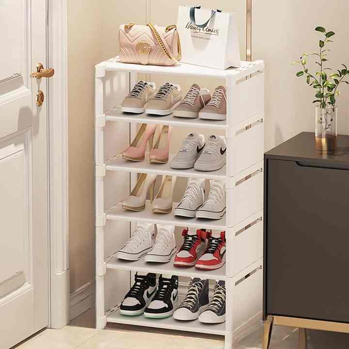 ホワイト スリム シューズラック［2種・2サイズ］