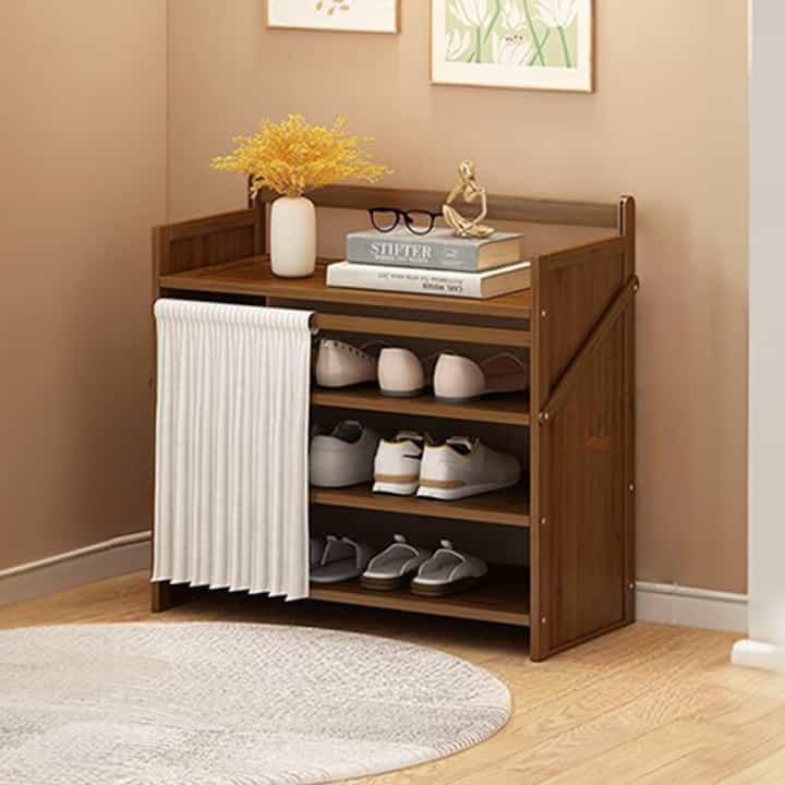 折りたたみ式 シューズラック 4段［2色・2サイズ］