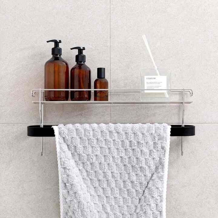 穴あけ不要 タオル掛け用 上部ラック
