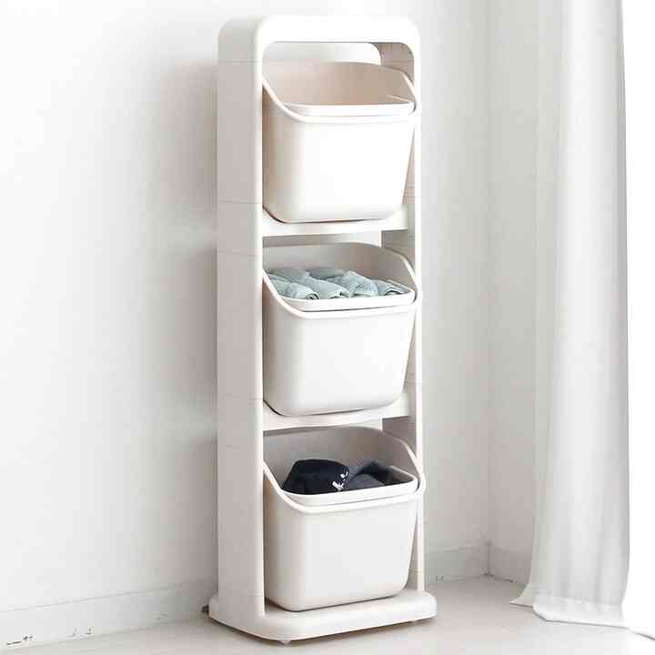 DOT 3段 ランドリーバスケット［3色］