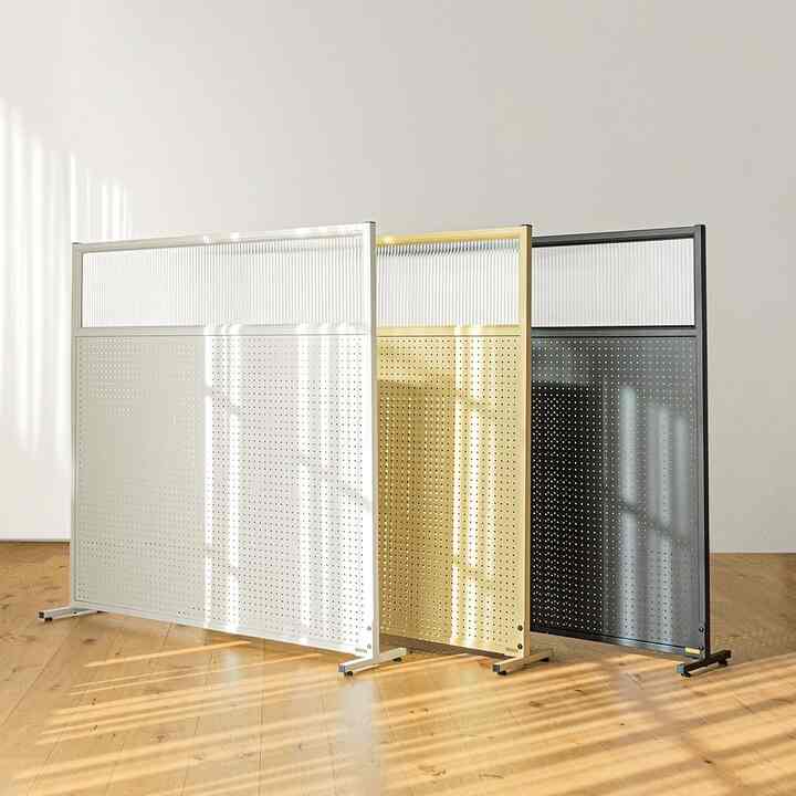 TINWOOD ガラス 穴あき版 パーティション 120cm ハーフタイプ［3色］