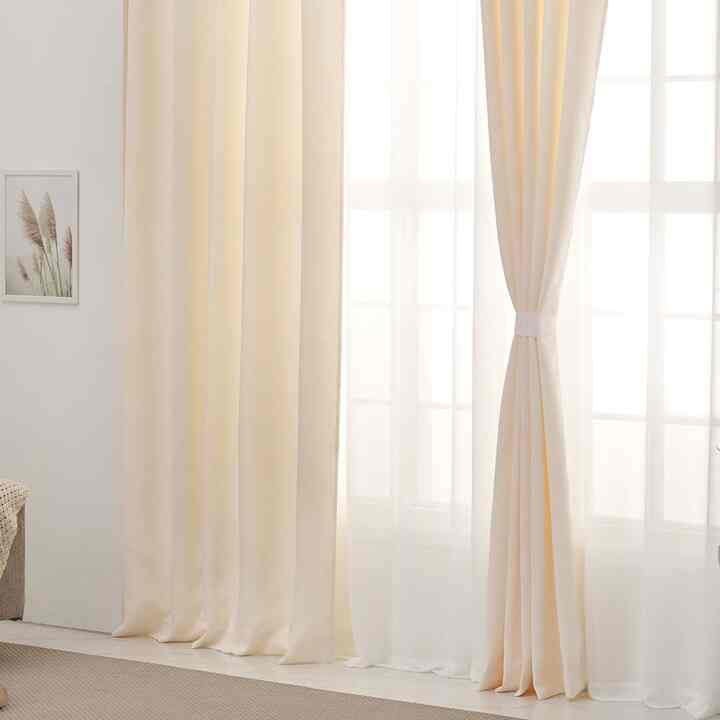 Layered Curtain 遮光カーテン2枚＆シフォンカーテン2枚 セット［19色・2サイズ］