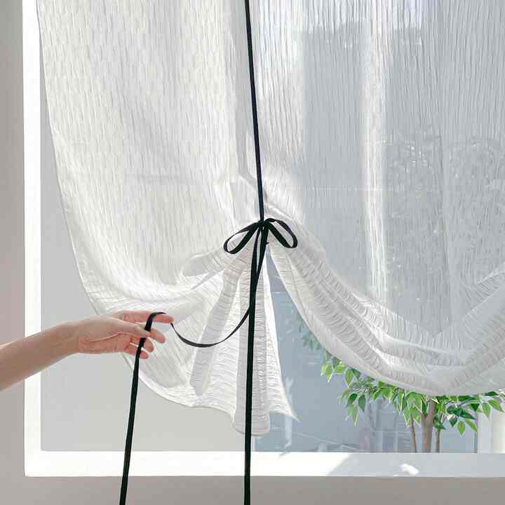 French Stripe Black ロールアップカーテン