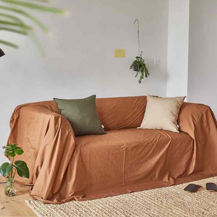 ブラウン コットン ソファカバー［3サイズ］