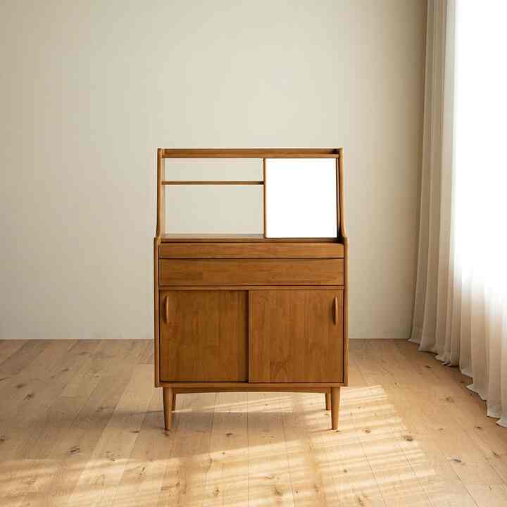 LUND ウッド ドレッサー ミラー付き［2色］