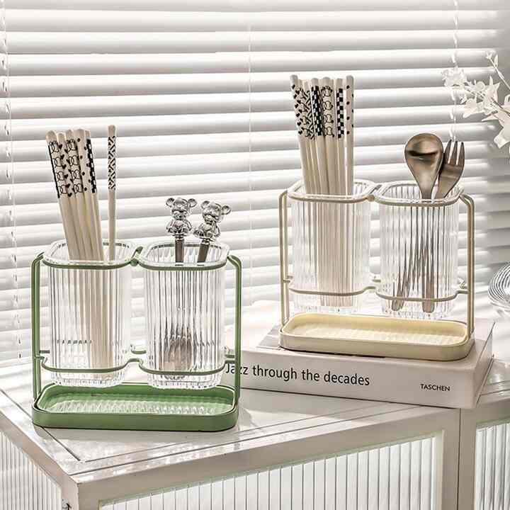 CUISINE DE MAMAN 水切り付き カトラリースタンド 2口［2色］