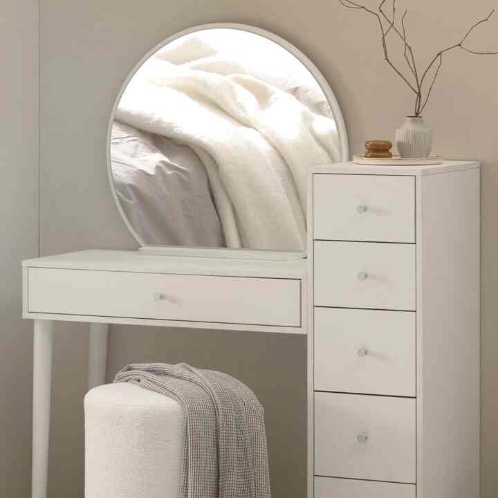 FLOS ラウンド 円形ミラー 収納ドレッサー［2色］