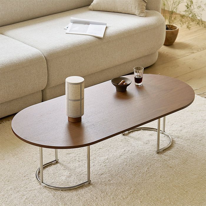 ROOM&HOME WALD 楕円 クロム テーブル［2サイズ］ ブラウン 加工木材