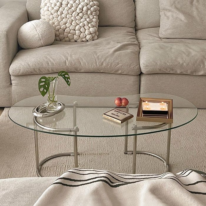 Chairfactory メタル テーブル［2サイズ］ シルバー 透明 ガラス 幅