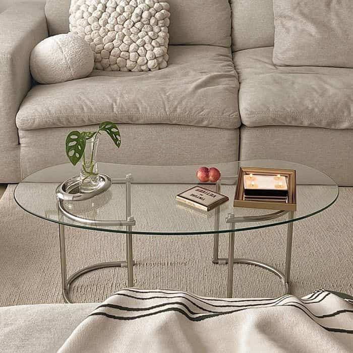 PEANUT 強化ガラス ソファーテーブル［2サイズ］