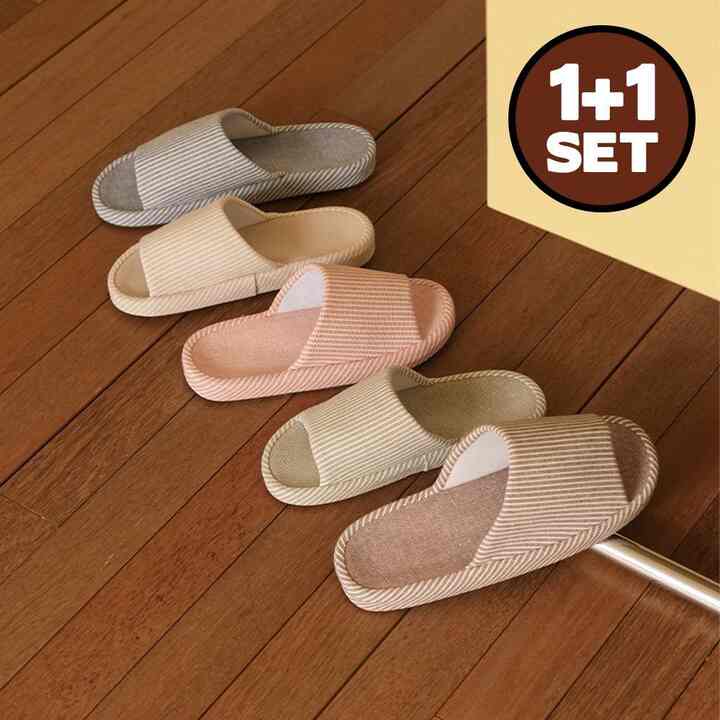 ストライプ スリッパ 2点セット［5色・2サイズ］