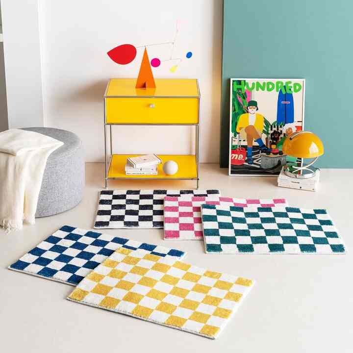 チェックボード柄 マット［5色・2サイズ］