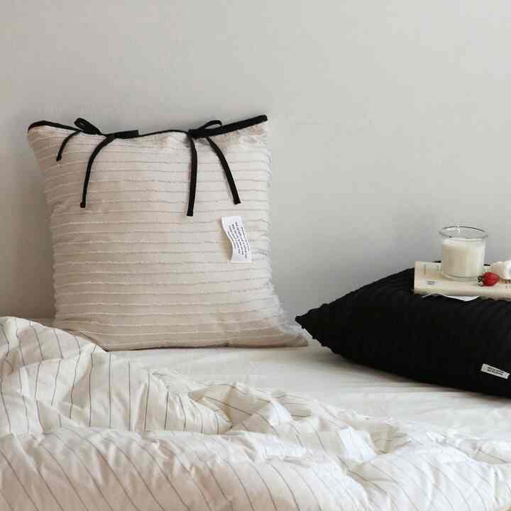 Tassel Stripes String リボンクッションカバー［2色］