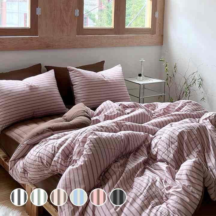 STRIPE カバーのいらない布団セット［6色・2種・3サイズ］