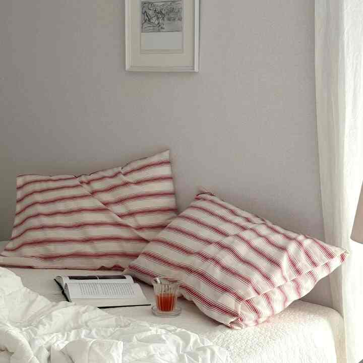 VENICE レッドストライプ 枕カバー 封筒タイプ