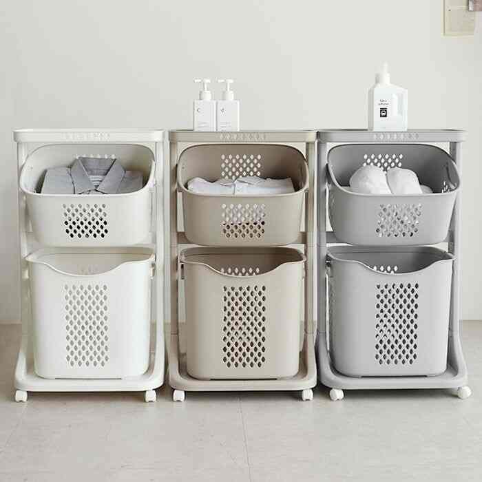 Swing 2段 ランドリーバスケット［3色］