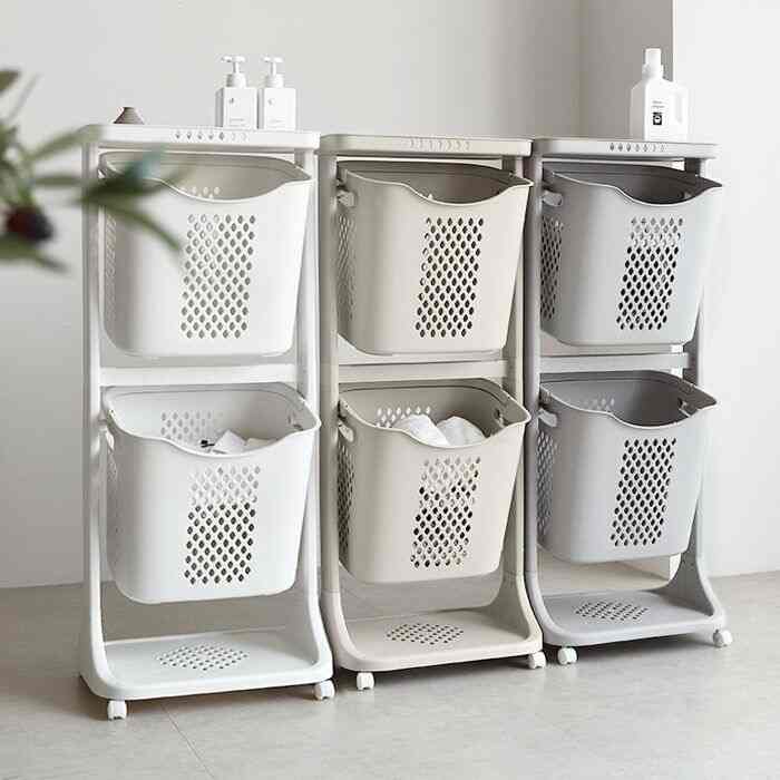 VER.2 大容量 Swing 2段ランドリーバスケット［3色］