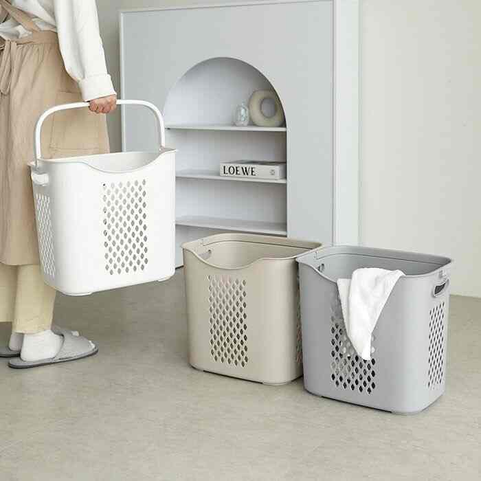 ハンドル付き ランドリーバスケット［3色］