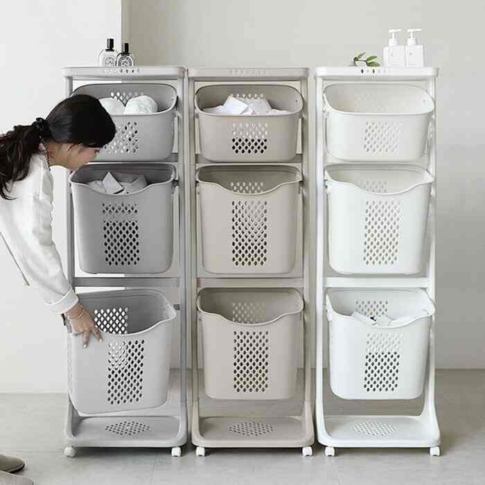 VER.2 大容量 Swing 3段ランドリーバスケット［3色］