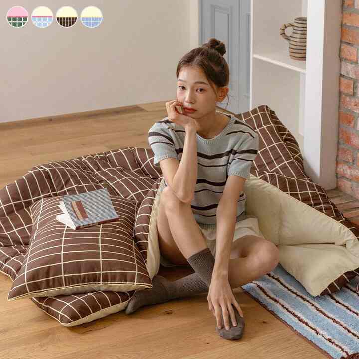 Little Mansion チェック カバーのいらない布団セット［4色・2サイズ］