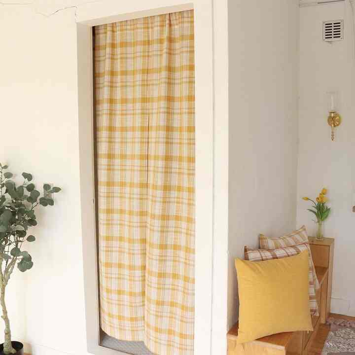 バターチェック 目隠しカーテン［2色・2種・6サイズ］
