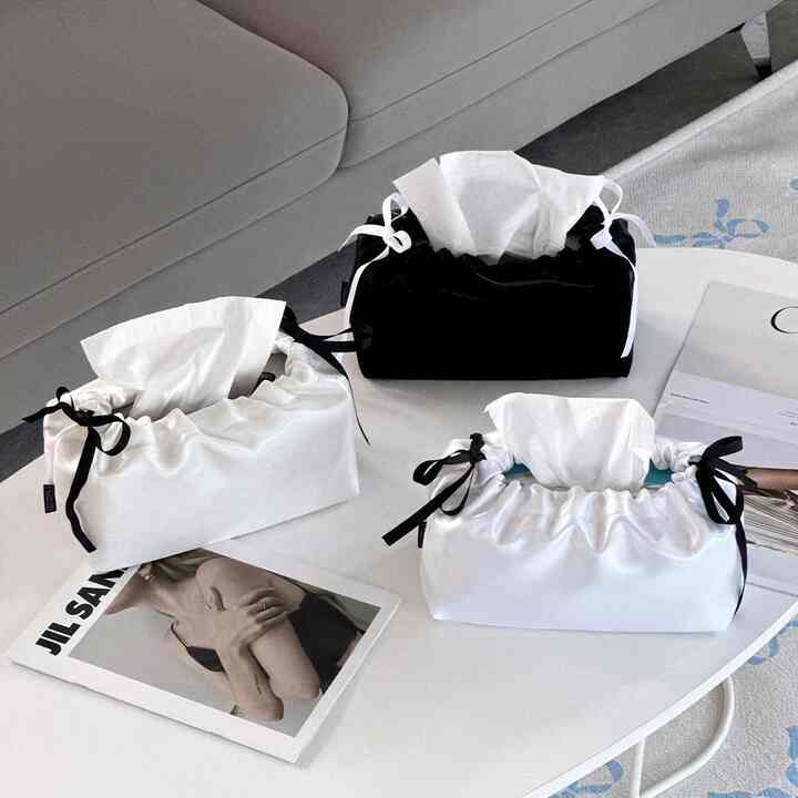 リボン シャーリング ティッシュケース［3色］