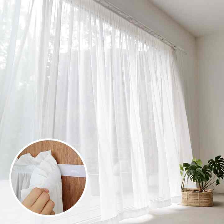 Lightly マジックテープ シフォンカーテン 1枚/2枚セット［4サイズ］