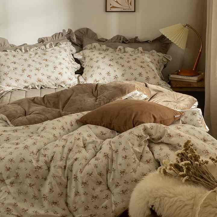 ブリックフラワー カバーのいらない布団セット［2サイズ］