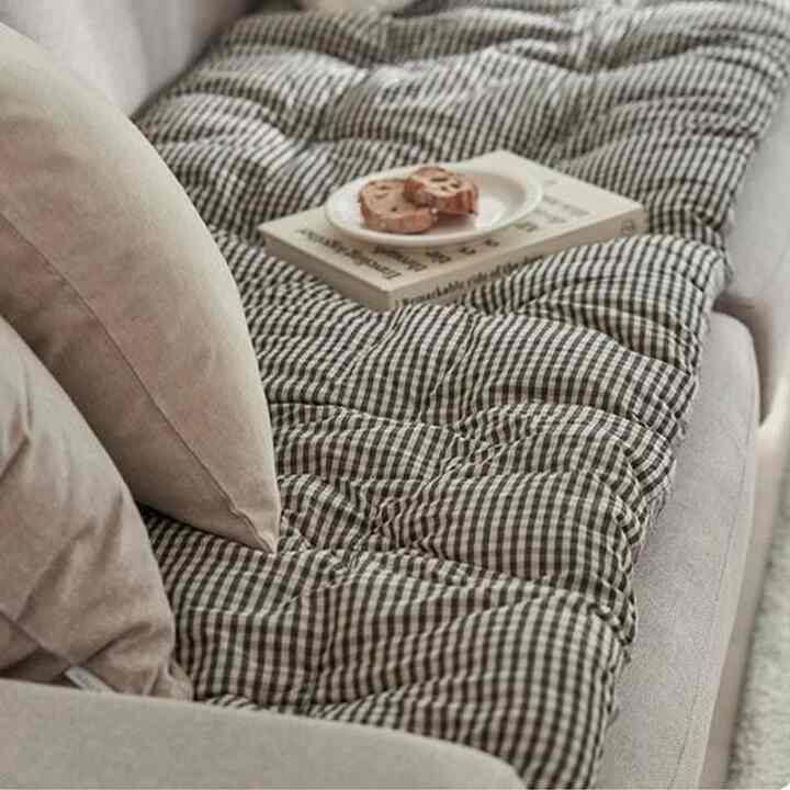 カプチーノ チェック ソファパッド［3色・2サイズ］