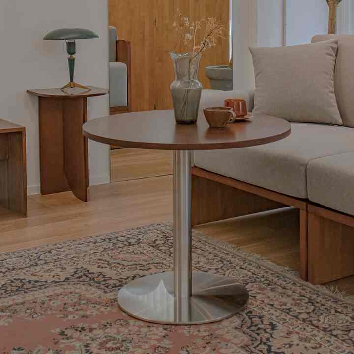 Dive ウッド 円形テーブル ロ―タイプ 70cm［2色］