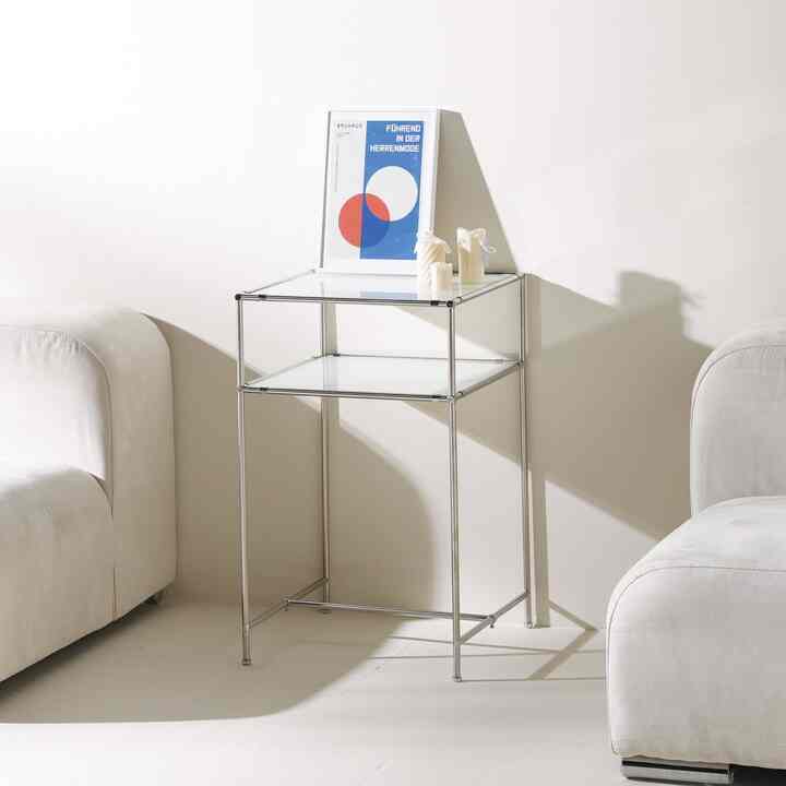 2段 モジュール ガラス ラック（4422）［7色］