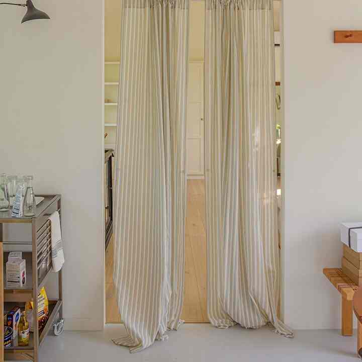 べージュブルー ストライプ 目隠しカーテン［9サイズ］